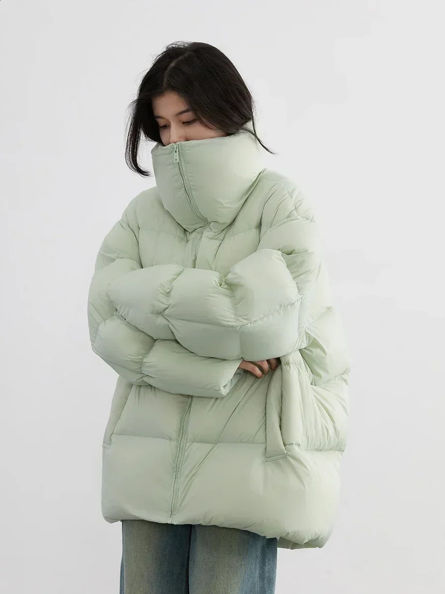 CHIC VEN Womens Down Coats Korean Stand Collar Simple Solid Color Warm Casual Jackets Soft Fashion Female Clothing Winter 251022