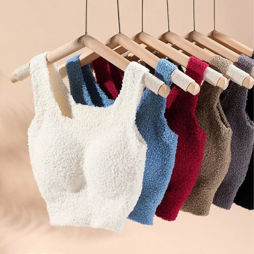 INS Trend Autumn Winter Tank Top Slim Fit With Breast Pad Small Top Fleece Camisole 251023