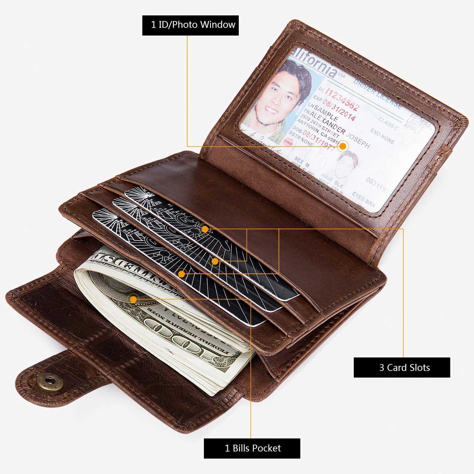 100 Genuine Leather Wallet For Men Male Vintage Short Small Slim Mens Purse ID Holder With Coin Pocket Money BagL251023