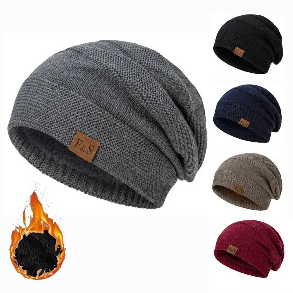 New Unisex Slouchy Winter Hats Knitted For Men And Women Beanie Cap Outdoor Add Fur Ing Warm Beanie Cap Casual Label Sports HatsXJ251023