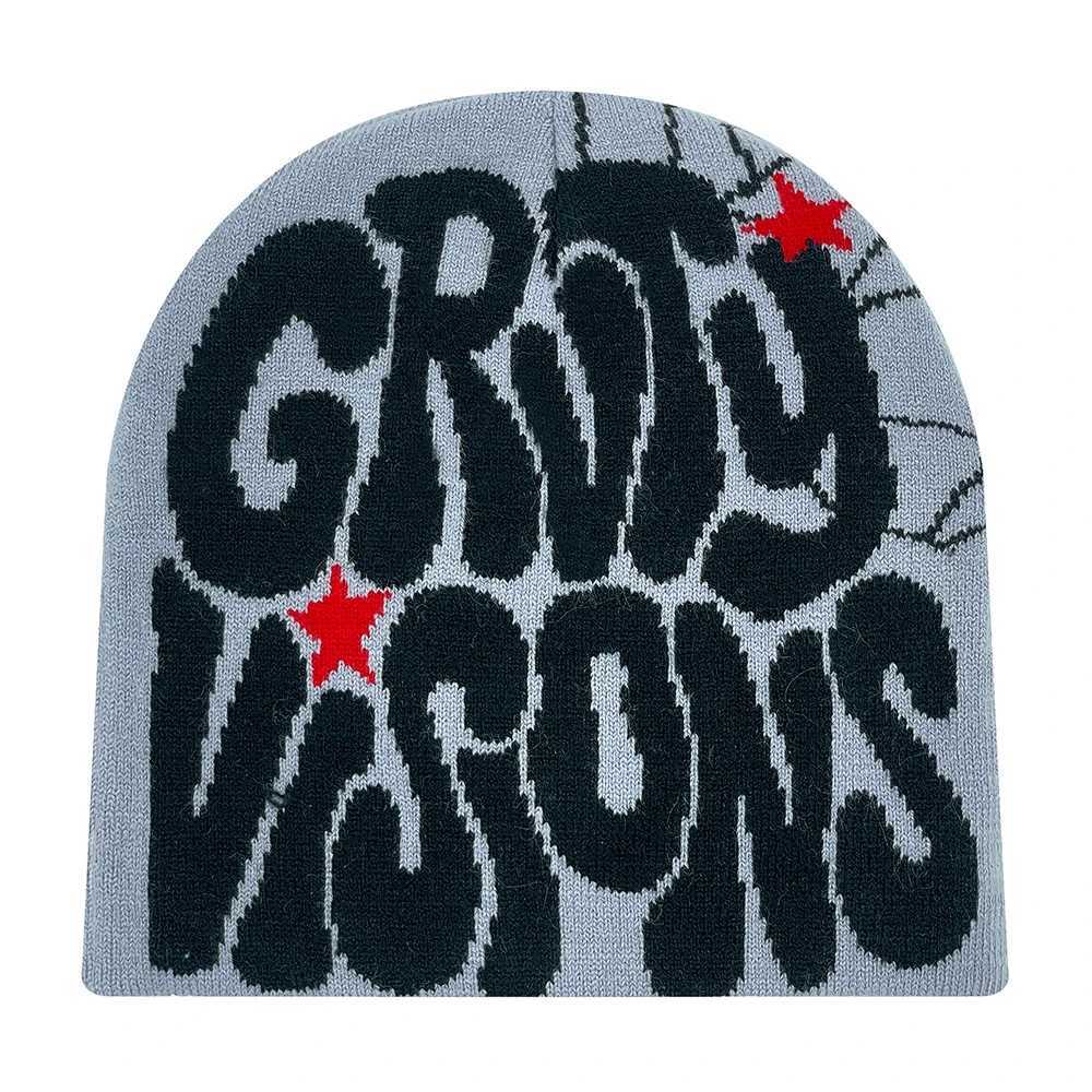 1PCS European and American popular acrylic material GR letter jacquard outdoor fashion knitted hat for men and women beanie hatXJ251023