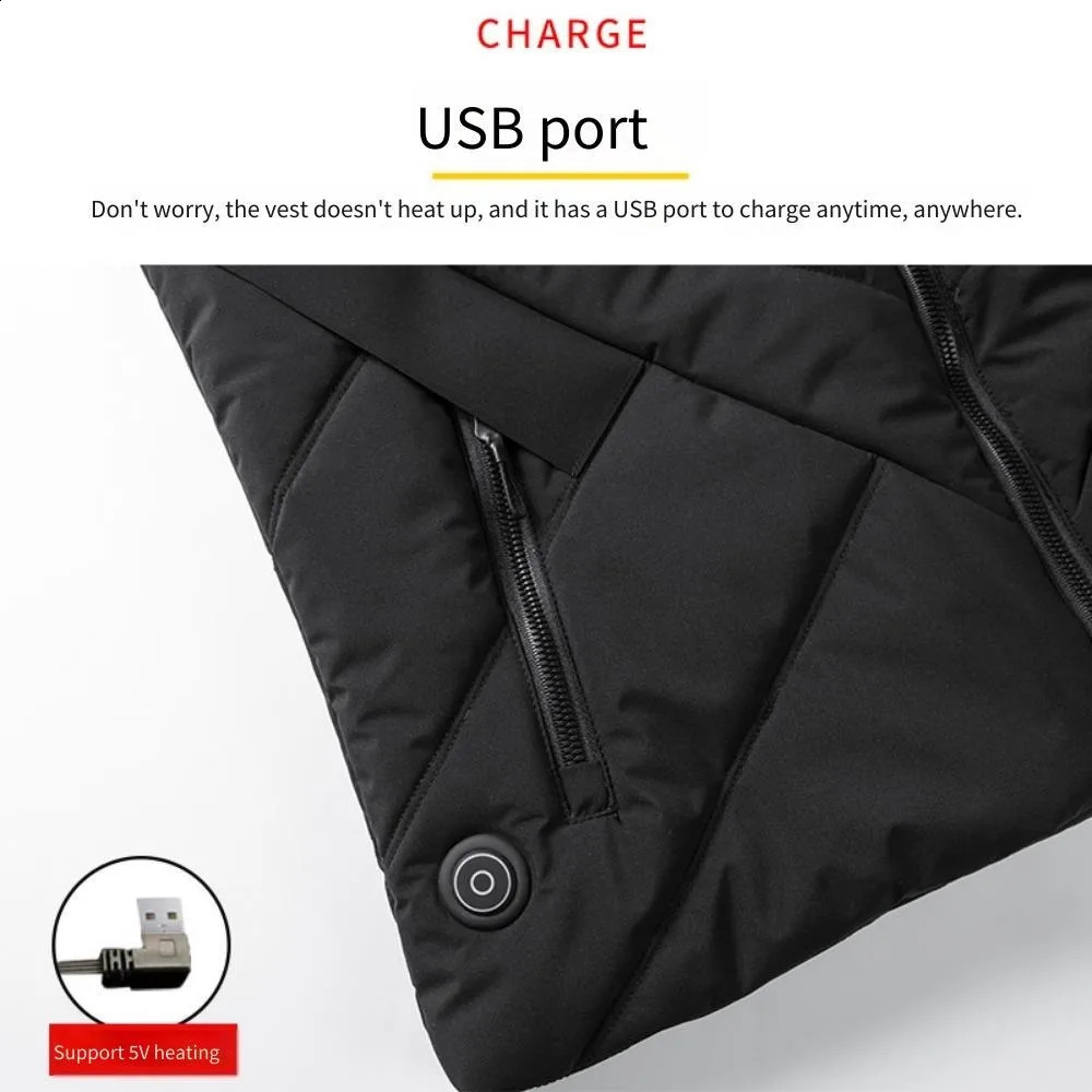 USB Electric Heated Vest for Men WomenGraphene Smart HeatingJacketRechargeable Battery Warm VestWinterThermalClothing 251023