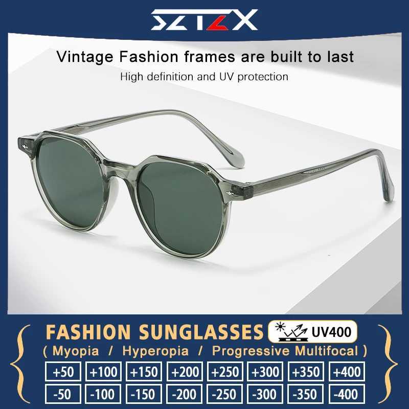 SZTZX New Retro Polygonal Prescription Driving Glasses Fashion Street Outdoor Beach Sunglasses Men Womens Myopia UV400 EyewearW251023