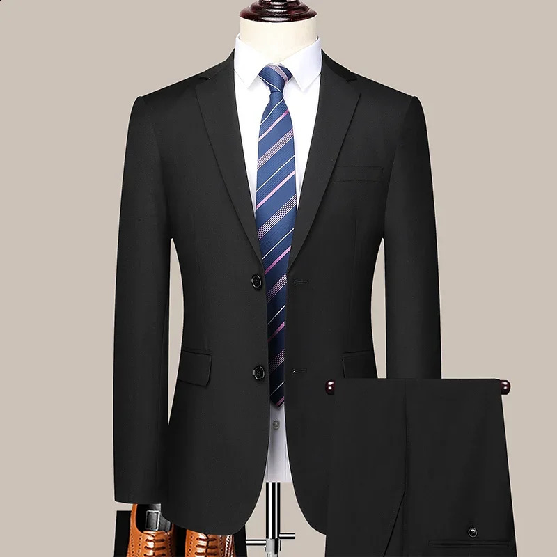 Mens Slimfit Twobutton Business Suit Professional Work Formal Twopiece Set Trousers Included S6XL 251023