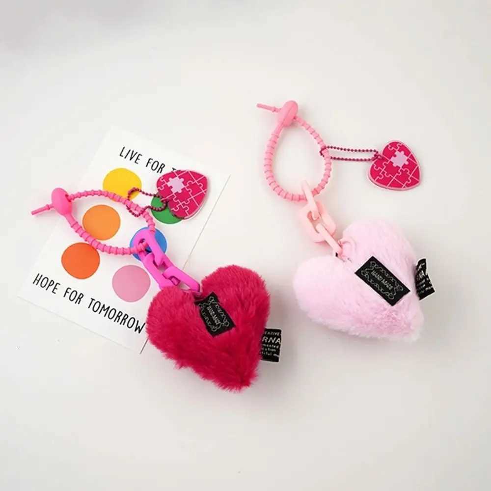Cute Plush Heart Pendant with Silicone Cord Lightweight Heart Keychain Hanging Ornament Bag Pendant Bag Accessories Z251023