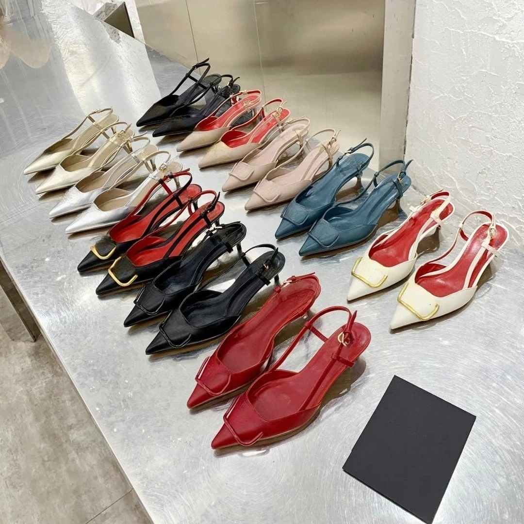 V signature designer high heels Women pumps stiletto heels womens scandal golden metal pointed toes open toes deluxe style Size 35-42