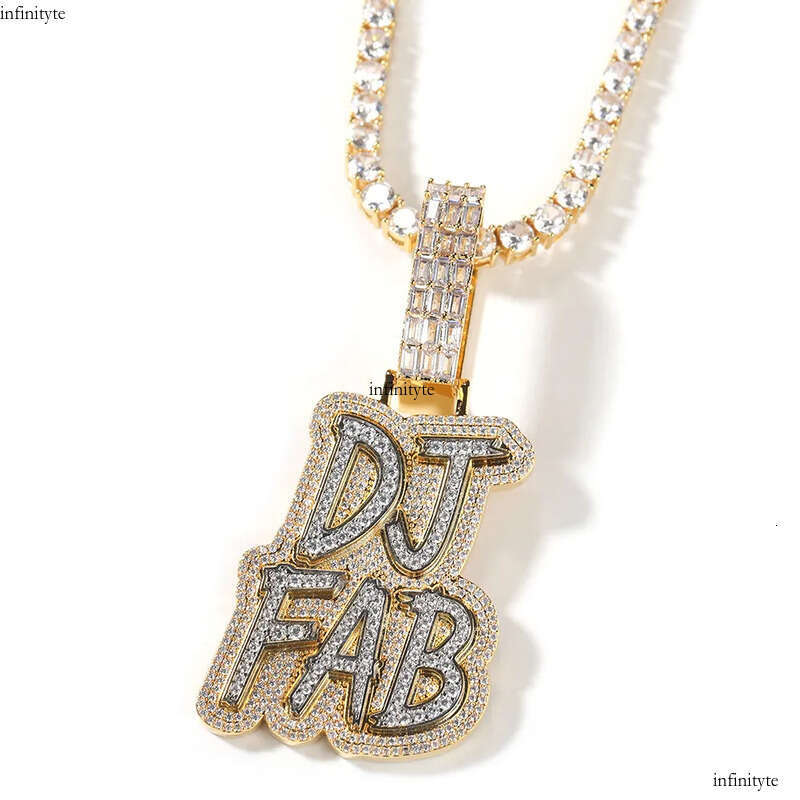 Hip Hop Custom A-Z Letters Name Pendant Necklaces TopBling 5A Zircons Jewelry