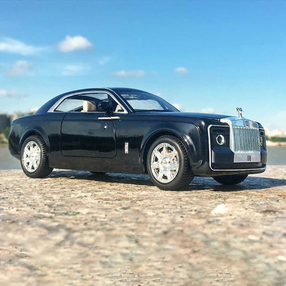 124 Scale Rolls Royce Sweptail Car Model Toy Metal Diecasting with 4 Doors Opened Rubber Tire Vehicle Models for Children GiftsT251023