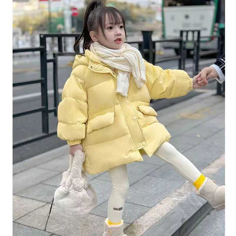 Winter New Teen Girls Jacket long Solid Color Thick Windproof Hooded Outerwear For 312Y Girls Warm Down Cotton Parka Snowsuit Y251023