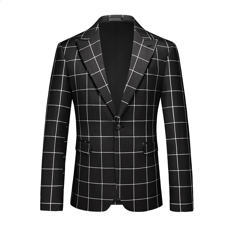 Single Breasted Plaid Suit Mens Clothing Fashion Simple Men Business Social Wedding Party Tuxedo Dress Blazers Jacket 251023