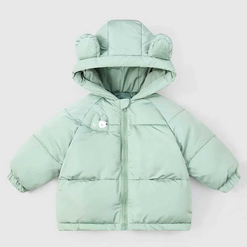 1 2 3 4 5 Years Girls Jacket Autumn Winter New Solid Color Cartoon Print Thick Warm Hooded Coats For Boys Cotton Down Outwear Y251023