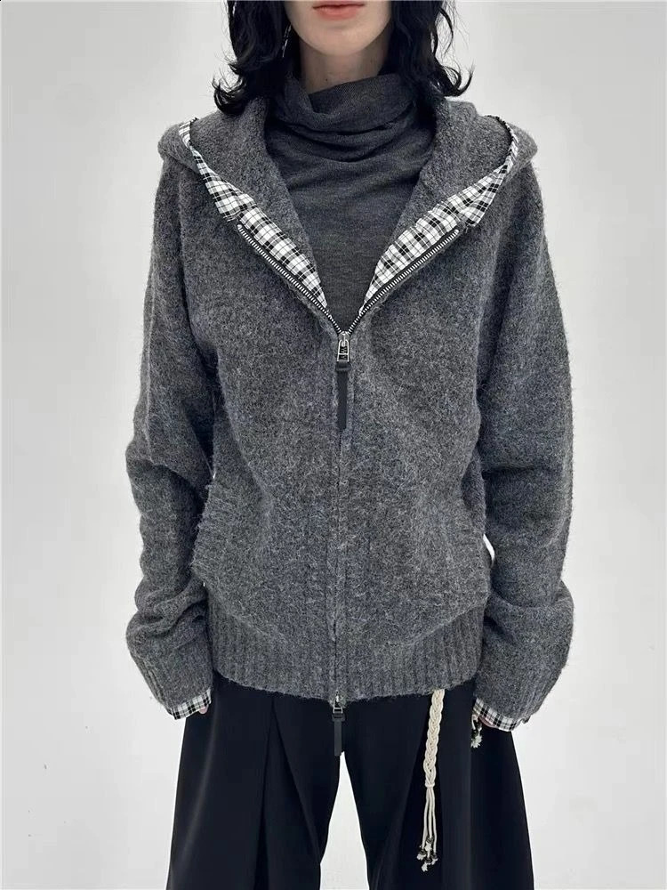 Subculture Gothic Women Coats with Hoodies Vintage Korean Harajuku Black Jackets Faux Fur Coat Female Loose Casual Sweatshirt 251022