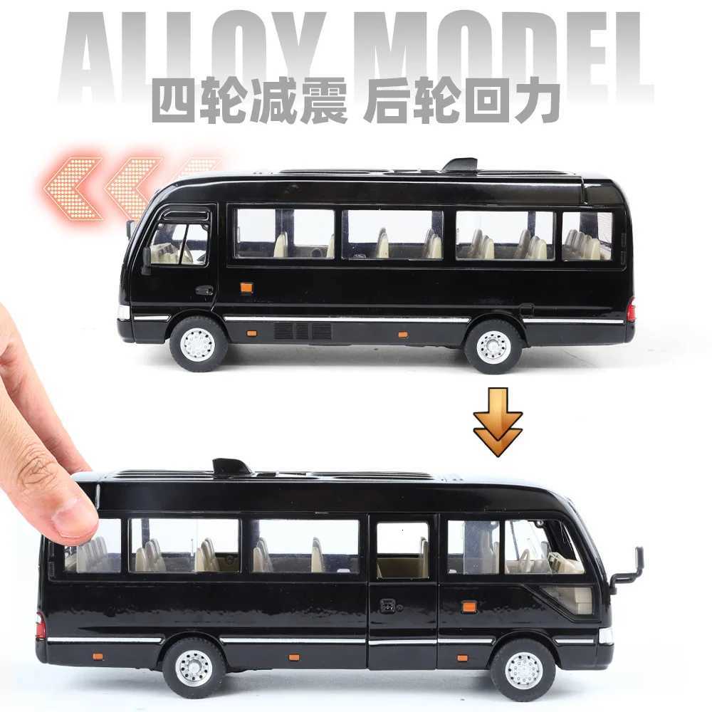 124 Coaster BUS Alloy Car Model Sound and Light Pull Back Childrens Toy Collectibles Birthday giftT251023