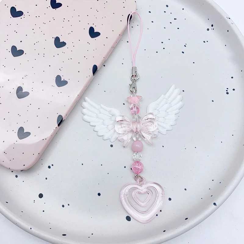 Sweet Wings Bow Heart Mobile Strap Phone Pendant Chain For Girls Women Fashion Lovely Keychain Bags Decorative Accessories Gifts V251023