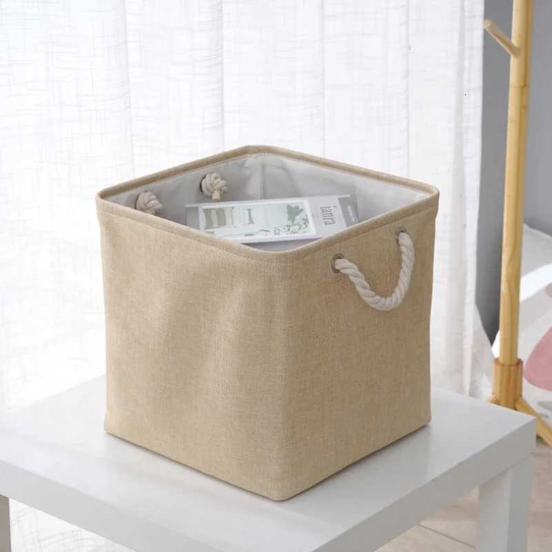 Modern Minimst Linen Storage Basket Square Folding Dirty Clothes Basket Household Large Capacity Handheld Storage Basket C251023