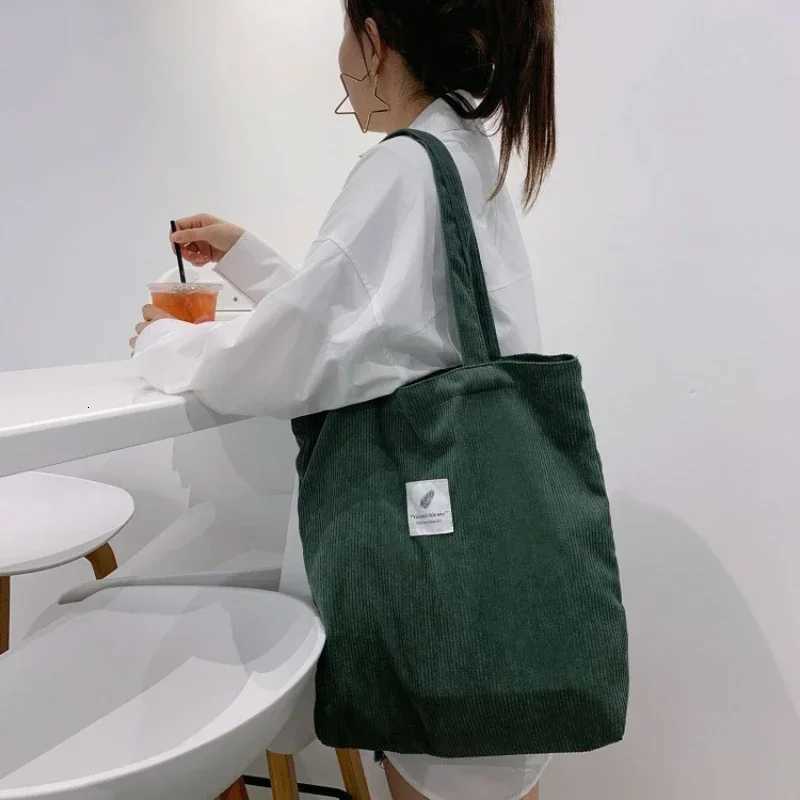 Corduroy Bag Handbags for Women Shoulder Bags Female Soft Solid Color Storage Reusable Girls Large Capacity Shopper Totes BagL251023