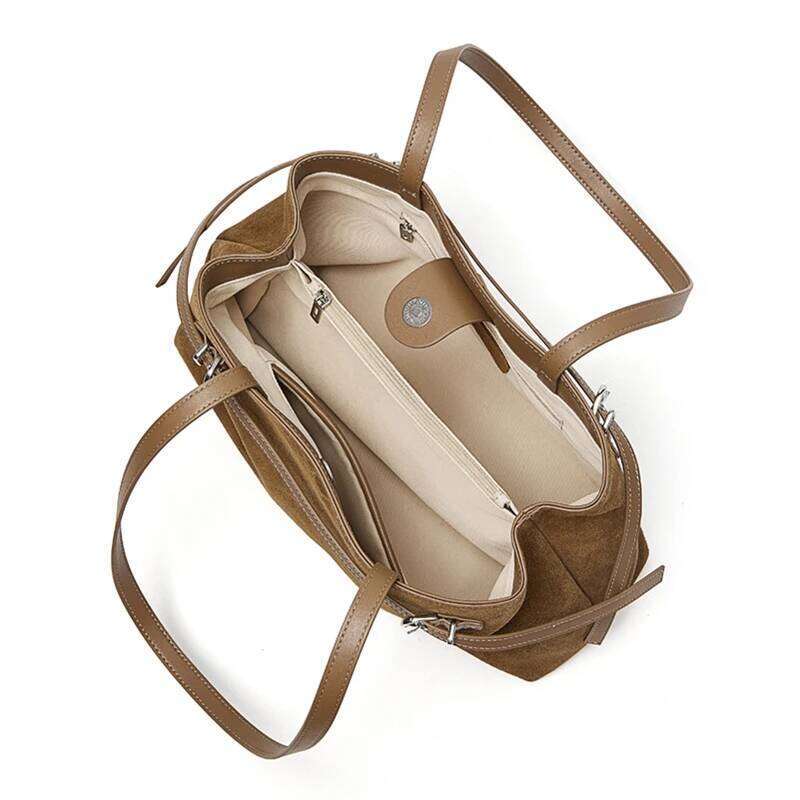 Hifashion Cowhide Suede Genuine Leather Large Tote Shoulder Bags For Women 2025 Designer Matte Shopping Ladies Handbags