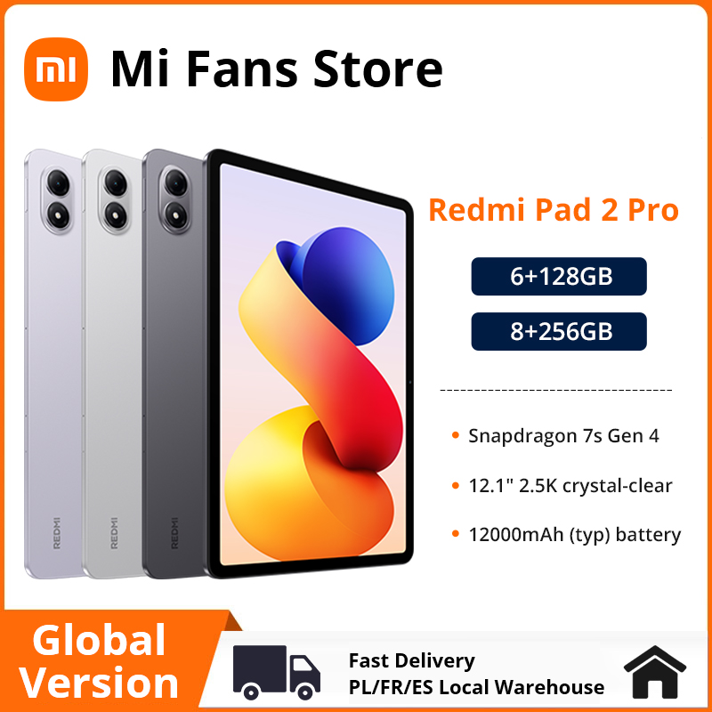 Global Version Xiaomi Redmi Pad 2 Pro 12.1" 2.5K crystal-clear display 120Hz 12000mAh Snapdragon 7s Gen 4 CPU