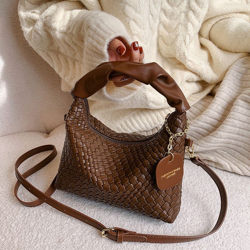 Luxury Brand Designer Bag 2024 Autumn Winter New Fashion Woven Texture Stylish Versatile Commuter Shoulder Crossbody Bag For Women