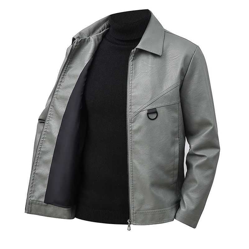 Spring Autumn Mens Leather Jacket Male Fashion Slim Lapel Leather Coat Husband Gift Youth Retro Business Leather Jacket W251023