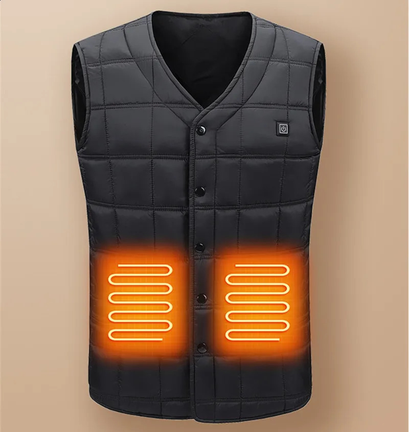Winter Fashion Versatile 5Zone Intelligent Heating Vest For Men Outdoor Warmth Usb VNeck Waistcoat No Power Bank 251023
