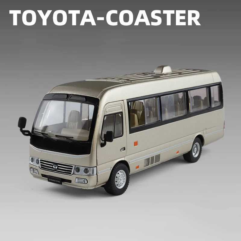 124 Coaster BUS Alloy Car Model Sound and Light Pull Back Childrens Toy Collectibles Birthday giftT251023