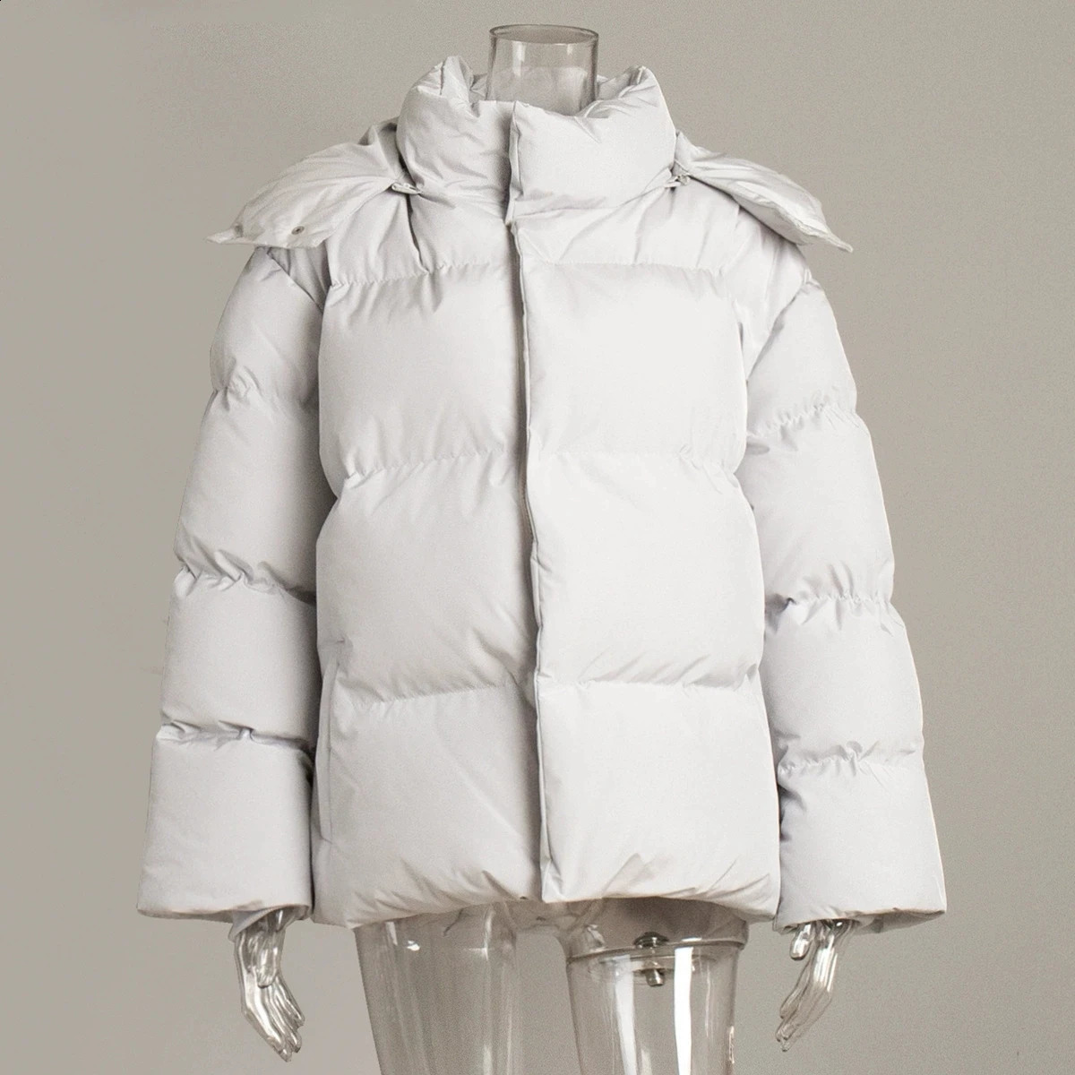 Women Winter Cotton Coat Loose Padded Jacket Solid Hooded Parkas Female Puffer Outwear 251021