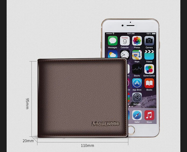 LAORENTOU Genuine Leather Men Short Wallet Card Holder with Zipper Pocket Gift for Husband Boyfriend251023