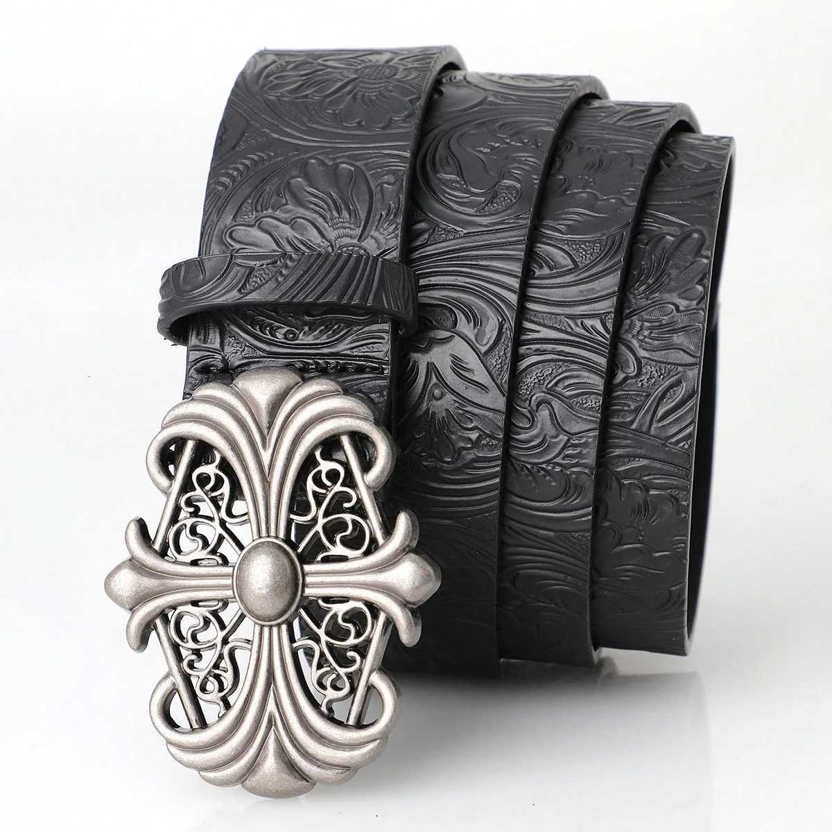 Retro Mens Belt Bohemian StyleChic Black PU Leather Belt Fashion Vintage Hollow Buckle Belt Punk Rock Y2K StyleFor Men WomenXJ251023
