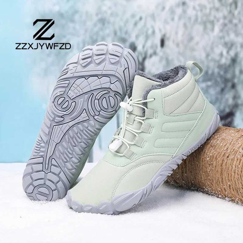 Men Winter Boots Plush Shoes Waterproof Snow Cotton Boots Barefoot Women Warm Fur Shoes Anti Slip Big Size Trekking Hiking Shoes J251023