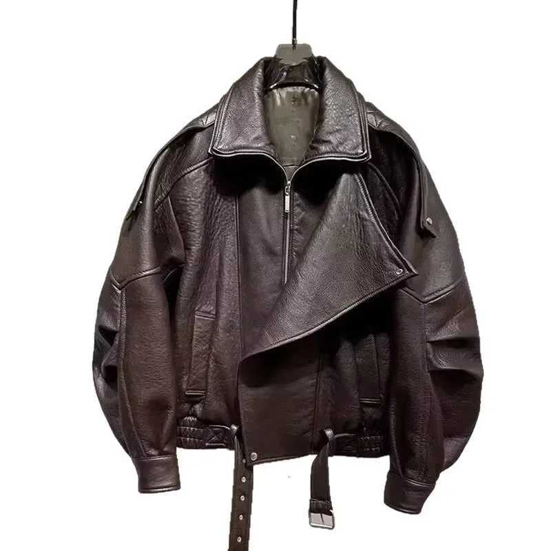 Retro American Style PU Leather Jacket Zipper Motorcycle Jacket for Couples Spring Autumn Mens Womens Casual Leather Coat W251023
