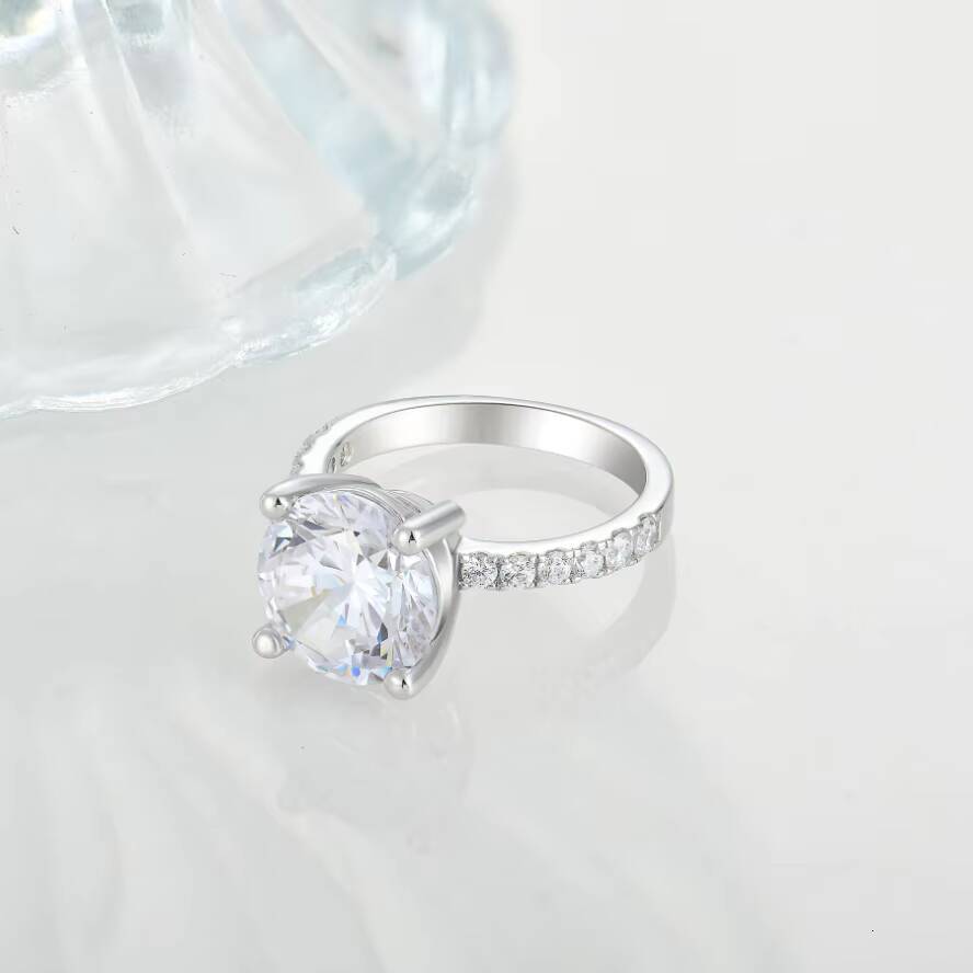 YILUN 4ct Moissanite Diamond Engagement Ring Rhodium Plated 925 Sterling Silver Moissanite Engagement Ring With GRA Certificate