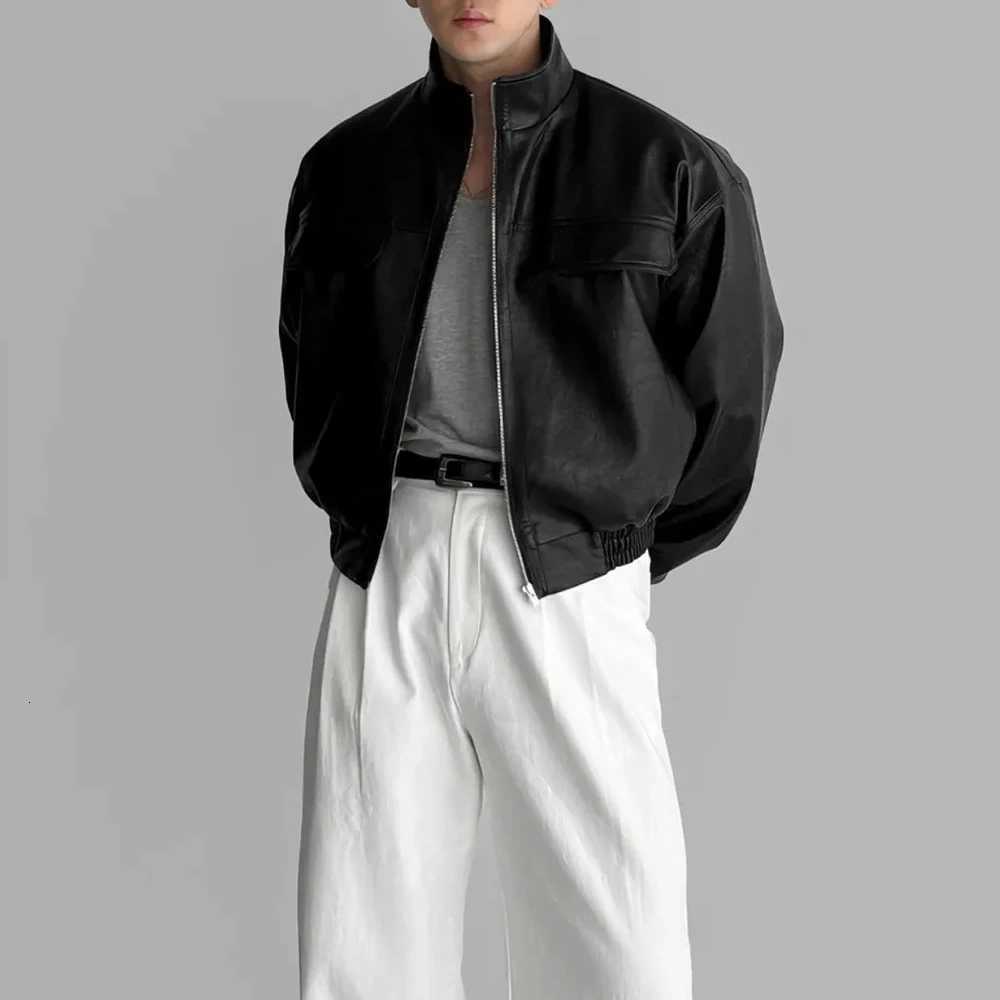Mens Pu Leather Jacket Short Motorcycle Jacket Street Wear Fashion Youth Biker Pilot Jacket Old Money MenS Clothing 2025 New W251023