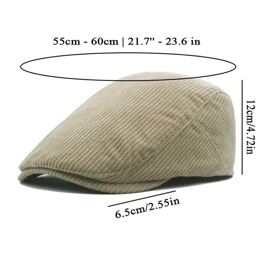 Drop Ship 2023 Autumn and Winter Corduroy Man Ivy Dad Casual Newsboy Hat Wen Big Size Beret 5660cmW251023
