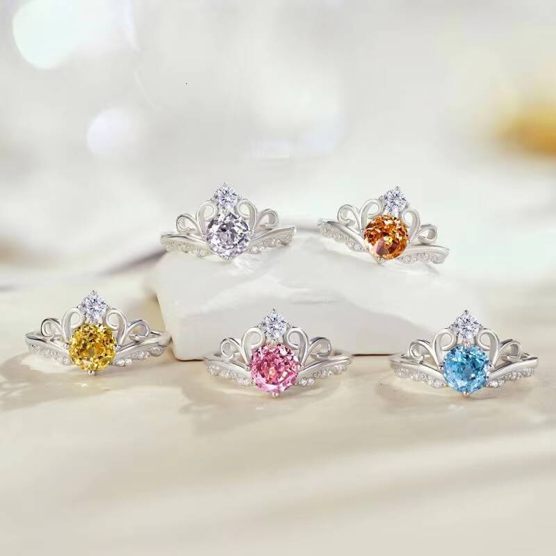 Trendy Vintage 925 Sterling Silver 8A Cubic Zirconia Ice Princess Crown Tiara CZ Eternity Band for Wedding Engagement Great Gift