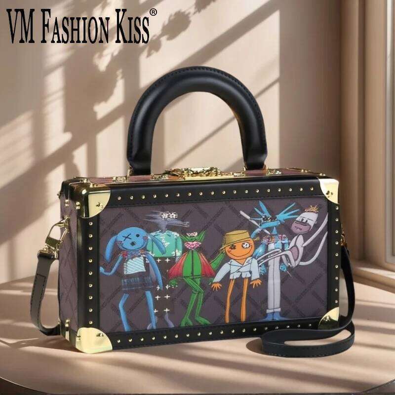 Cartoon Box Bags Women Handbags Evening Top Handle Satchel Rivets Crossbody Bag Small Hard Purse Shoulder