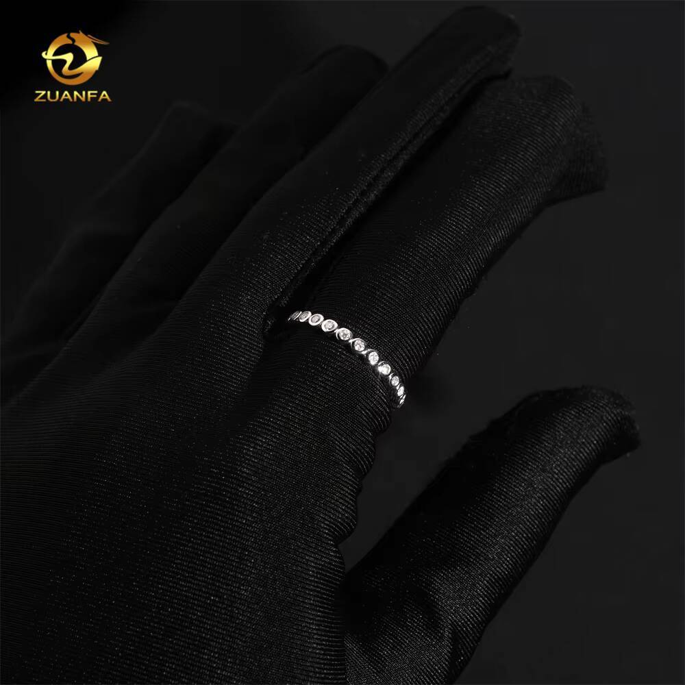 Bezel Set Eternity Ring Pass Diamond Tester Real Moissanite Ring 17mm Band RingCustom Moissanite Rings