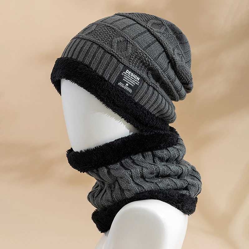New Sty Unisex Plush Li Winter Hat Thicken Warm Knitted Suit Set Soft Stretch Winter Hats For MenWen isure BeanieW251023
