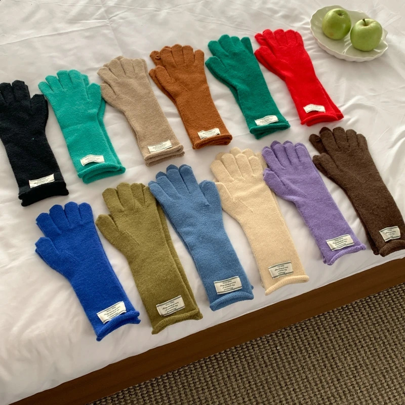 Fashion Solid Color Touch Screen Knitted Glove Winter Gloves Warm Gloves Solid Work Gloves Harajuku Mittens For Women 251021