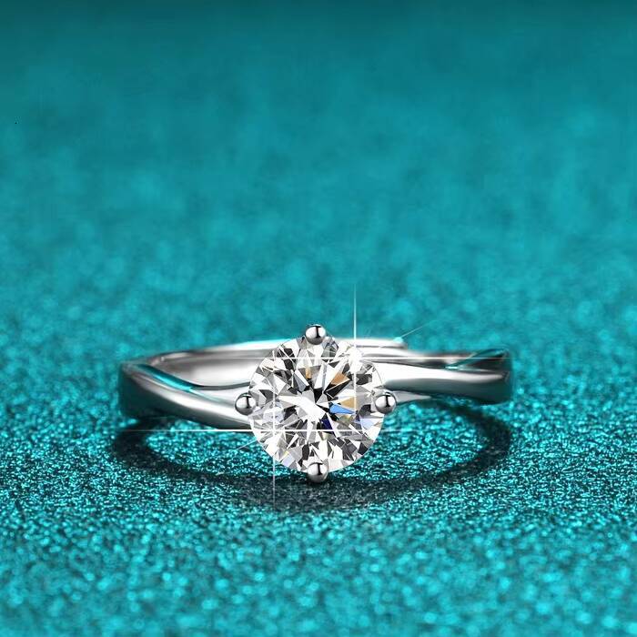 VVS1 1Ct Mossanite 925 Sterling Silver Jewelry Factory Direct Sales Custom Adjustable Dainty Eternity Lab Grown Promise Rings