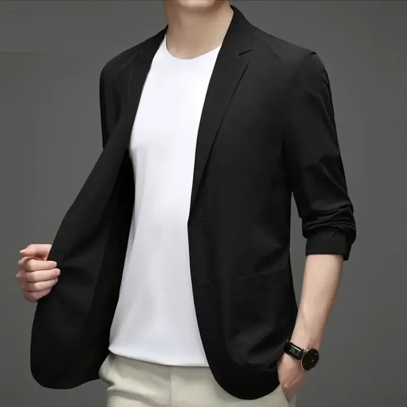 Casual Business Fashion Suit Jacket Autumn Slim Fit Western Style Mens Clothes For Middleaged Men Smooths Silhouette 251023