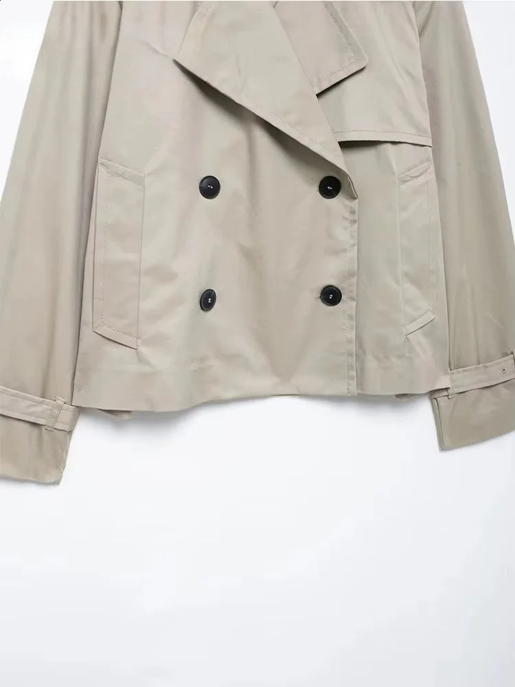 Streetwear Cropped Jacket Women 2024 Autumn DoubleBreasted Jackets for Long Sleeve Coat Woman Casual Outerwear 251018