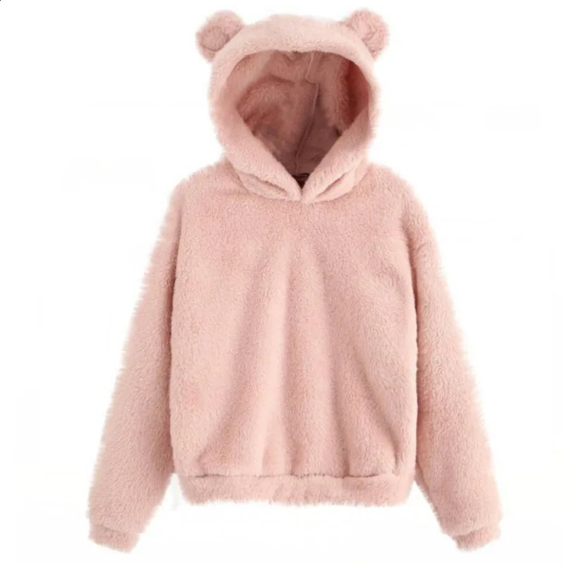 Autumn Winter Womens Hoodies Women Long Sleeve Rabbit Ear Hood Sweatshirt Cute Plush Warm Casual Hoodie Tops 251022