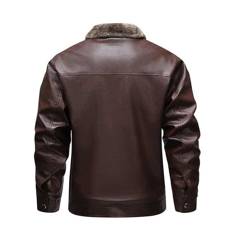 Winter Fleecelined Leather Jacket Men 2025 New Coat Mens Top Windproof Leisure Mens Streetwear Zipper Retro Moto Biker Jackets W251023