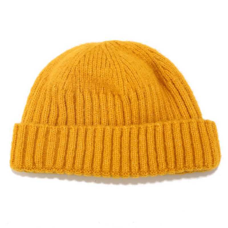 Autumn and Winter Street Trendy Hip Hop Guapi Hat Korean Edition Solid Color Knitted Hat Mens and Wens Outdoor Warm HatW251023
