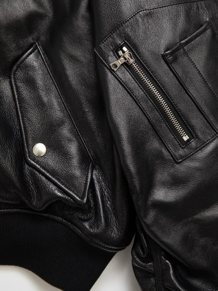 Mauroicardi Autumn Cool Handsome Black Thickened Warm Pu Leather Bomber Jacket Men Zipper y ner American Clothes 251023