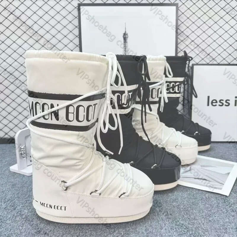 Fashion Moon Snow Boots New 2025 Winter Medium and High Tube Lace-up Cotton Non-slip Warm Ski Shoes 96b9