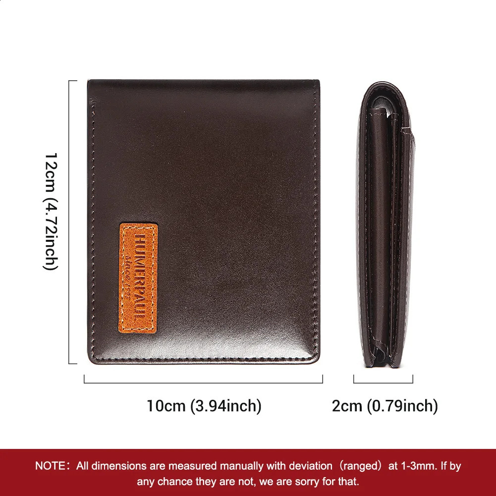 HUMERPAUL Airtag Wallet For Men Real Leather RFID Trifold Card Holder Case with ID Window Slim Antilost Purse251023