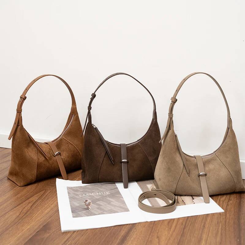 Suede leather autumn and winter new designer bag soft luxury handbag cowhide women's crossbody bag women's fashion trend commuting bag