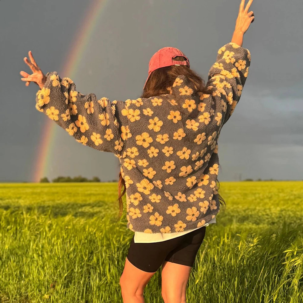 Talenza Fashion Print Pullover ContrastOversized Zipper Knit LongSleeve Top Casual Warm Office Wear Vintage Women Sweatshirts 251022